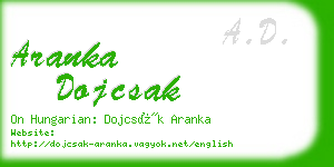 aranka dojcsak business card